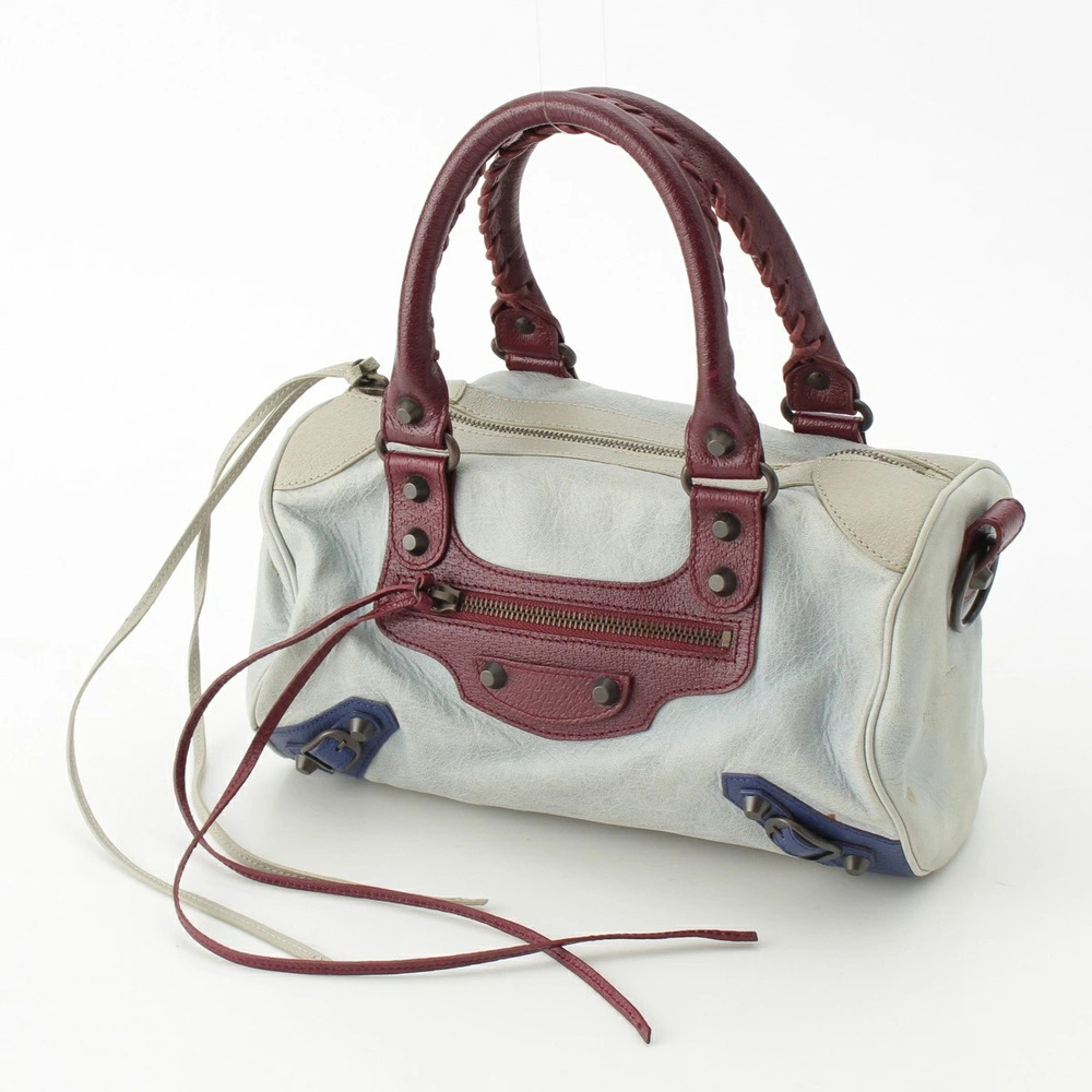 Balenciaga Leather The Drum Shoulder Handbag Blue Multicolor Blue